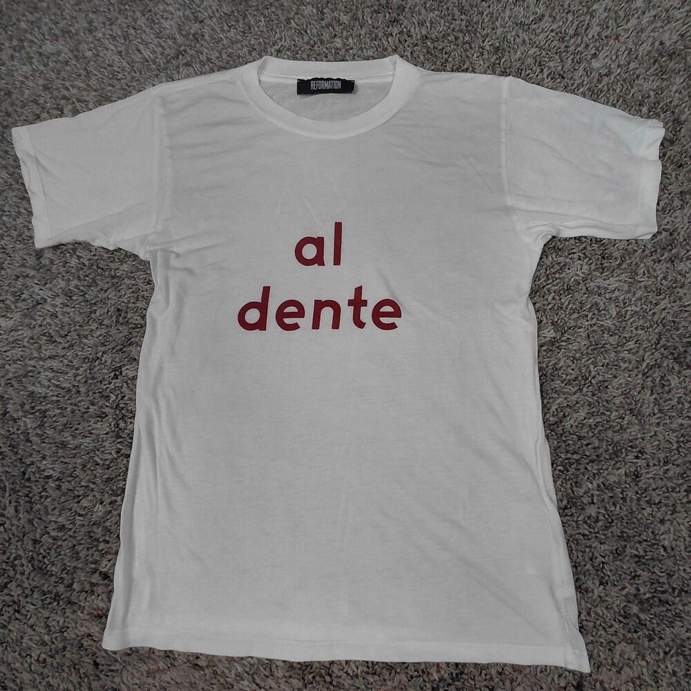 Reformation T-Shirt Al Dente Womens Small White Tencel Short Sleeve Made In USA